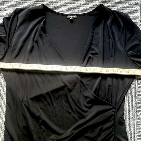 Talbots Plus Size Wrap Black Long Sleeve Stretchy Plunge Neckline Draped… - Picture 5 of 6